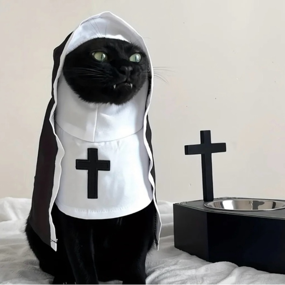 {NEW} Funny Pet Nun Costume for Cats & Small Dogs